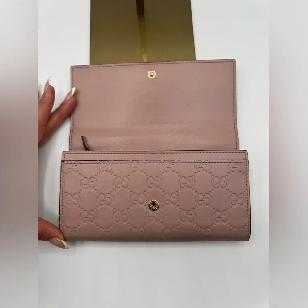 Gucci Microguccissima Bow Continental Wallet Pink GG Leather w Cards - Picture 6 of 16